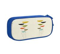 Mid Century Modern Prints Large Capacity Double Layer Pencil Case,Customizable Full Print Polyester Fabric Organizer-School, Office, Travel Makeup Pouch