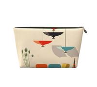 Mid Century Modern Prints Leather Travel Wash Bag, A Fashionable and Practical Makeup Organizer