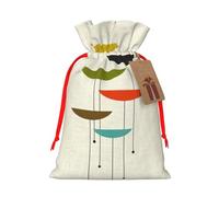 Mid Century Modern Prints Linen Drawstring Gift Bag Xmas Party Candy Bag Reusable Storage Pouches