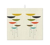 Mid Century Modern Prints Print Absorbent Drying Mat For Kitchen, Hanging Loop, Good For Dishes, Small Appliances