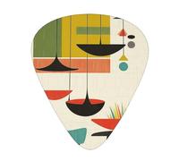 mid century modern prints Print Guitar Picks 12-Pack - Assorted Thickness Picks (0.46mm, 0.71mm, 0.96mm) with Storage Box & Assorted Unique Design for Acoustic, Electric, Bass, and Ukulele Players