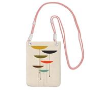 Mid Century Modern Prints Print Sling Bag For Men Women, Casual Mini Phone Purses, Anti-Theft Phone Bag, For Hiking Travel, Pink, One Size