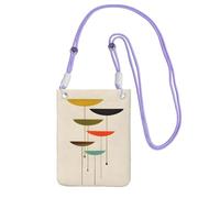 Mid Century Modern Prints Print Sling Bag For Men Women, Casual Mini Phone Purses, Anti-Theft Phone Bag, For Hiking Travel, Purple, One Size