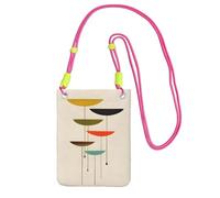 Mid Century Modern Prints Print Sling Bag For Men Women, Casual Mini Phone Purses, Anti-Theft Phone Bag, For Hiking Travel, Fuchusia, One Size