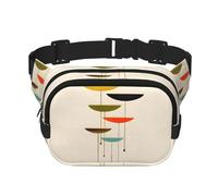 mid century modern prints print Womens Fanny Pack Everyday Hip Pouch Waist Bag for Travel Outdoor Running Hunting for Adult, Black, One Size