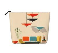 Mid Century Modern Prints Single Layer Linen Like Makeup Bag, Lightweight and Cute, Easy to Use