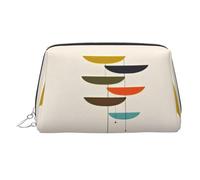 Mid Century Modern Prints Stylish Portable Cosmetic Bag with Full-Print Design â€“ Durable PVC Leather Makeup & Toiletry Organizer for Home & Travel Use