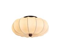 Mid-Century Modern Retro Flush Mount Ceiling Light, 15.7" Close to Ceiling Light with Fabric Shade, 24W French Vintage Ceiling Lamp for Kitchen Bedroom Living Room Hallway Entryway, JYLSSKUK