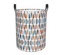 Mid Century Modern Retro With Drop Shapes Circular Laundry Basket With Handles Waterproof Dirty Clothes Storage Hamper Bedroom Bathroom