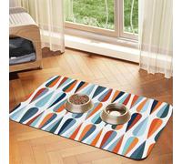 Mid Century Modern Retro With Drop Shapes Durable Pet Absorbent Tablecloth Non-Slip Dining Pad For Dog Cat Food Water Bowls Feeder Mat