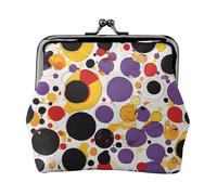 Mid Century Modern Retro with Drop Shapes Full Double-Sided Printed Pattern Women's and Girls' Fashionable Leather Kiss Lock Coin Purse Card Bag
