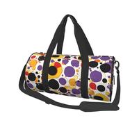 Mid Century Modern Retro with Drop Shapes Large Round Travel Duffle Bag, Full-Print Canvas Weekender with Padded Lining, Multiple Pockets,Detachable Shoulder Strap and Soft Leather Handles