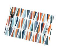 Mid Century Modern Retro With Drop Shapes Placemats Set Of 6 Home Dining Gifts Non-Slip Table Mats Heat Resistant Table Placemats 45x30 Cm
