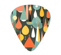 Mid Century Modern Retro With Drop Shapes Print 12 Pieces Guitar Picks For Guitars And Ukulele, Unique Guitar Present