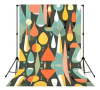 Mid Century Modern Retro with Drop Shapes Print 5×7ft Photo Backdrop, Seamless Background Cloth for Studio and Portrait Photography(No Stand)