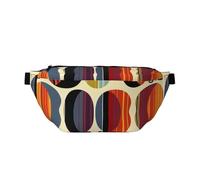 Mid Century Modern Retro with Drop Shapes Print Bumbag Large Fanny Pack, Crossbody Waist Bag with Adjustable Strap Chest Bag for Hiking Travel Fitness and Daily Carry
