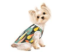 Mid Century Modern Retro with Drop Shapes Print Dog Lightweight Shirt,Summer Cool Breathable Dog T-Shirts,Pet Sleeveless Stretchy Clothes