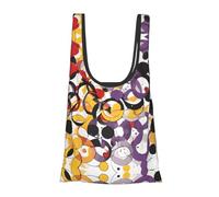 Mid Century Modern Retro with Drop Shapes Print Foldable Reusable Grocery Bag Lightweight Shopping Tote for Groceries Travel Beach Eco-Friendly Compact Adventure Tote