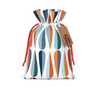 Mid Century Modern Retro With Drop Shapes Print Gift Reusable Drawstring Pouches For Party Favors Seasonal Winter Celebration Bags