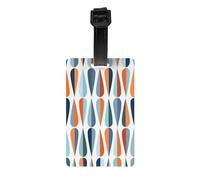Mid Century Modern Retro with Drop Shapes Print Luggage Tag Suitcases Identification Labels Set Travel Bag Backpack Suitcase Tags