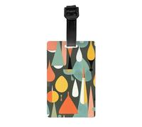 Mid Century Modern Retro with Drop Shapes Print Luggage Tags for Suitcases,Travel Luggage Tag with Name Id Card for Luggage Cruise Travel Accessories
