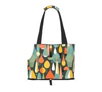 Mid Century Modern Retro With Drop Shapes Print Pet Tote Bag, Foldable Single Shoulder Pet Carrier For Small Pets Dogs Cats