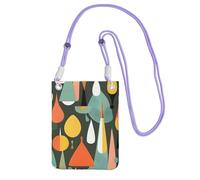 Mid Century Modern Retro With Drop Shapes Print Sling Bag For Men Women, Casual Mini Phone Purses, Anti-Theft Phone Bag, For Hiking Travel, Purple, One Size