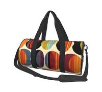 Mid Century Modern Retro with Drop Shapes Print Travel Duffel Bag Large Foldable Round Travel Carry on Bag with Adjustable Shoulder Strap for Weekender Overnight Flight Hospital Sports