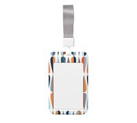 Mid Century Modern Retro with Drop Shapes Printed Id Card Badge Holder with Neck Strap Waterproof Name Card Holder Plastic Vertical Sleeve Pocket