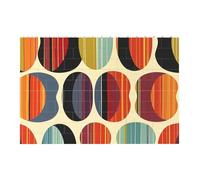 Mid Century Modern Retro with Drop Shapes Printed Jigsaw Puzzle 14.4x9.8 CM, Rectangular Puzzle Challenging Game for Adults Gifts, Family Fun Decorative Wall Decor