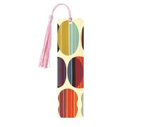 Mid Century Modern Retro with Drop Shapes Printed Metal Bookmarks M - Pink Lightweight Aluminium Book Marker for Books, Journals & Gifts, Ideal Book Lovers, Holiday Decor & Crafts