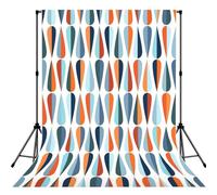 Mid Century Modern Retro With Drop Shapes Printed Photography Backdrop, Soft Photo Background With Rod Pocket For Studio, Family Photos, Video Recording & Party Decor - 5x7ft
