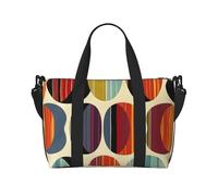 Mid Century Modern Retro with Drop Shapes Printed Travel Bag Duffle Bag for Men Women, Large Water Resistant Gym Bag Weekend Holdall Bag with Shoulder Strap