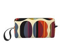Mid Century Modern Retro with Drop Shapes Printed Travel Makeup Bag Portable Cosmetic Bag Makeup Case Toiletry Handbag Organiser for Women