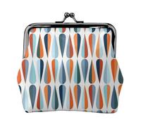 Mid Century Modern Retro With Drop Shapes Printing Coin Purse, Lightweight Minimalist Wallet For Music Festivals And Concerts, Black, One Size