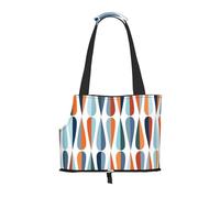 "Mid Century Modern Retro with Drop Shapes Prints Small Dog Carrier Bag, Portable Cat Carrier Handbag, Foldable Pet Carrier Bag, Personalized Pattern Design"