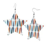 Mid Century Modern Retro with Drop Shapes Star Shape Earrings, Modern Dangle Earrings, Women's Statement Jewelry for Office Daily