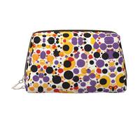 Mid Century Modern Retro with Drop Shapes Stylish Portable Cosmetic Bag with Full-Print Design â€“ Durable PVC Leather Makeup & Toiletry Organizer for Home & Travel Use