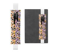 Mid Century Modern Retro with Drop Shapesleather Pen Pouch Bookmark - Full-Print Dual-Sided PVC Leather Bookmarker with Elastic Band for Notebooks, Journals & Planners (8-10 in Pens, 2-3 Capacity)