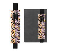 Mid Century Modern Retro with Drop Shapesleather Pen Pouch Bookmark - Full-Print Dual-Sided PVC Leather Bookmarker with Elastic Band for Notebooks, Journals & Planners (8-10 in Pens, 2-3 Capacity)