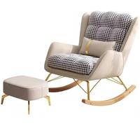 Mid Century Modern Rocking Chair with Ottoman Upholstered Glider Accent Chair for Nursery & Bedroom Thick Seat Recliner Lounge Chair Stylish & Comfortable