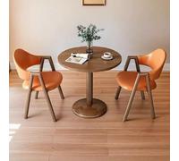 Mid-Century Modern Round Dining Table & Chair Set for 2 - Small Kitchen Table with Sturdy Metal Legs - Perfect for Coffee Shops, Beauty Salons, and Cozy Dining Rooms