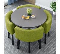 Mid-Century Modern Round Dining Table Set for 4 with Chairs - Farmhouse Style Center Table for Living Room Office Reception & Conference - Multi-Color Options (Style 45)