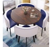 Mid Century Modern Round Dining Table Set for 4 with Chairs - Farmhouse Style Centre Table for Living Room Office Reception & Conference - Multiple Colors Available (Style 30)