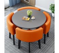 Mid-Century Modern Round Dining Table Set for 4 with Chairs Versatile Farmhouse/Conference/Living Room/Office Table Stylish Side Tables in Diverse Colors (Style 8)