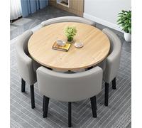 Mid-Century Modern Round Dining Table Set for 4 with Chairs - Versatile Farmhouse/Conference/Living Room/Office - Stylish Centre Side Tables in (Style 33)