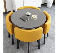 Mid Century Modern Round Dining Table Set for 4 with Chairs - Versatile Farmhouse/Conference/Living Room/Office/Reception Tables - Stylish Color Options (Style 9)