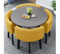 Mid Century Modern Round Dining Table Set for 4 with Chairs - Versatile Farmhouse/Conference/Living Room/Office Furniture - Stylish Center Table in Multiple Colors (Style 46)