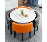 Mid-Century Modern Round Dining Table Set for 4 with Chairs - Versatile Farmhouse Conference/Office Living Room Reception Side Table - Multiple Colors Available