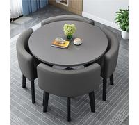 Mid Century Modern Round Dining Table Set for 4 with Chairs - Versatile Farmhouse Style for Living Room Office Conference Reception - Multiple Colors Available